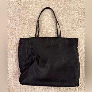 Spacious Black Nylon Tote Bag